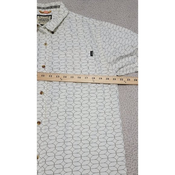 Dravus Men's White Button Up Short Sleeve Shirt Collared Geometric‎ Size XL - Picture 9 of 11